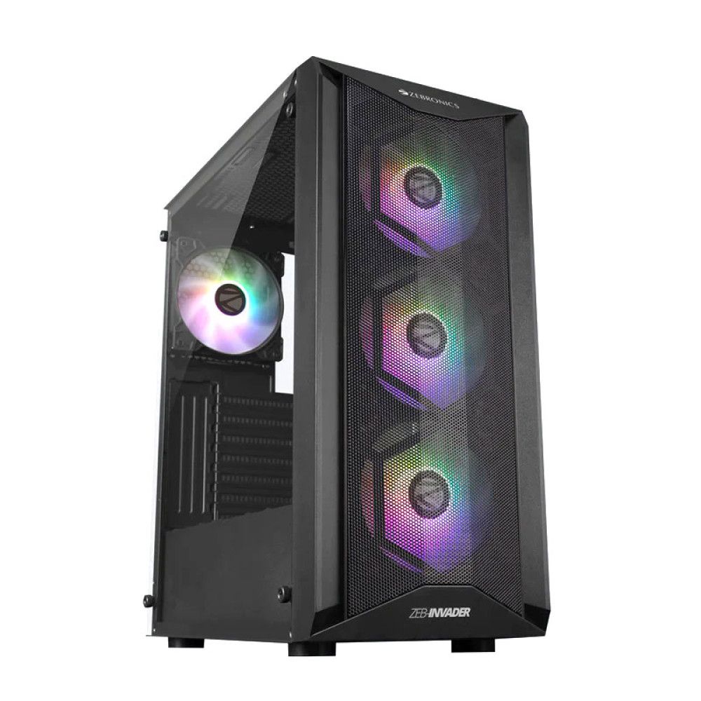 ZEBRONICS Zeb-Invader ATX Mid Tower Cabinet (Black) - 4