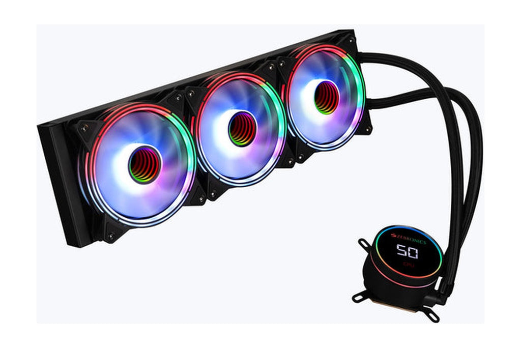 ZEBRONICS AIO360 TB/ TW AIO Cooler - angled front view