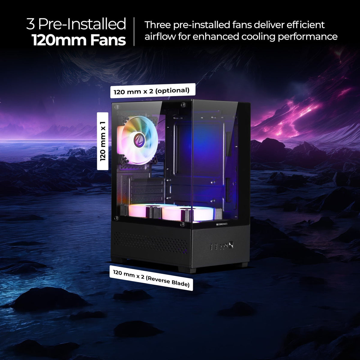 ZEBRONICS Argon 2 Gaming Cabinet (Black) - image 2