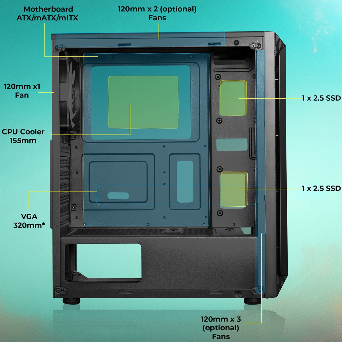 ZEBRONICS Atomic Gaming Cabinet (Black) – image 4 – TechCure India