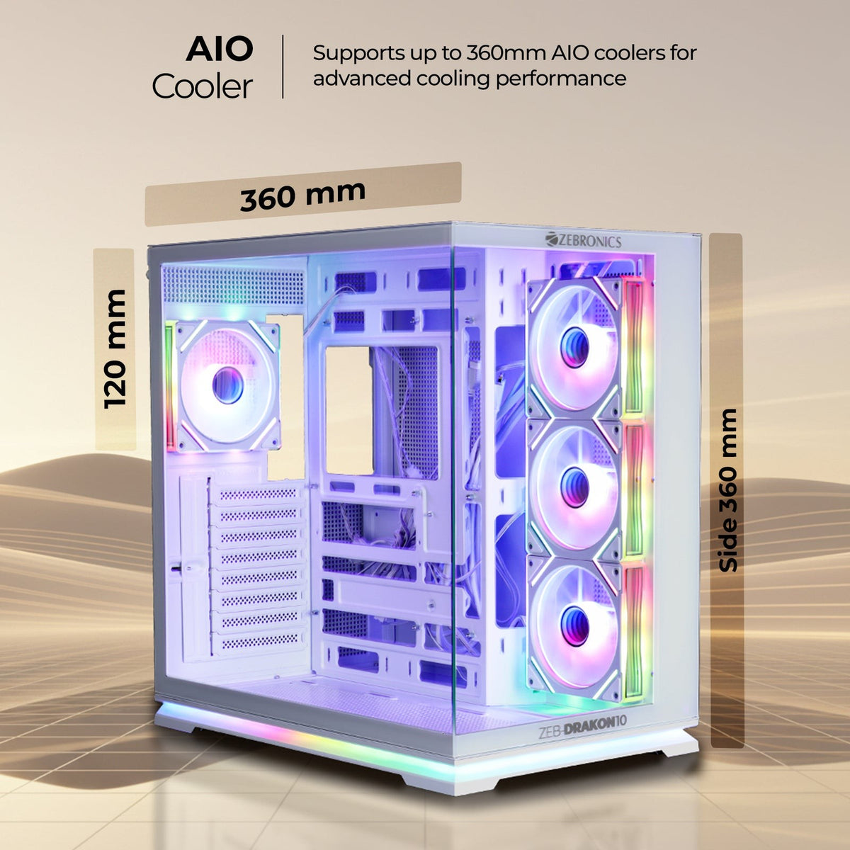 ZEBRONICS Drakon 10 Gaming Cabinet (White) - image 3