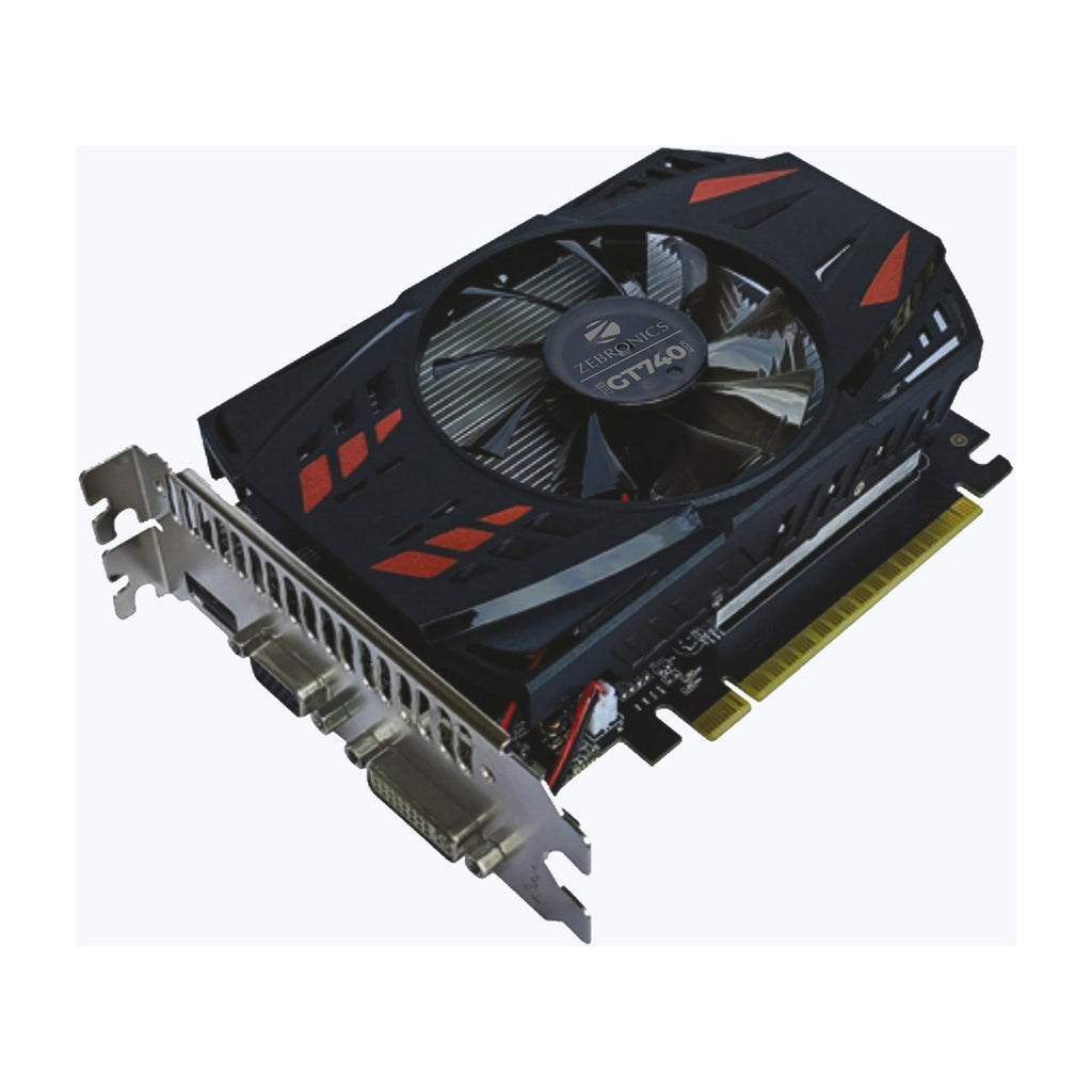 ZEBRONICS GT740 4GD5 Graphics Card Model ZEB-GT740-4GD5 – perspective view – 4GB GDDR5 – TechCure India