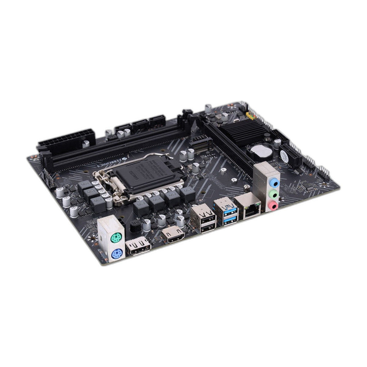 Zeb H510 NVMe - LGA1200 Socket - angled perspective view of Zebronics H510 NVME M.2 motherboard