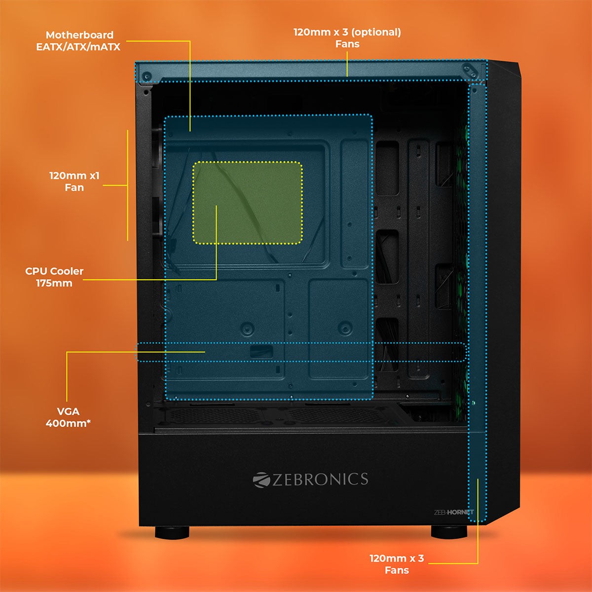ZEBRONICS Hornet Gaming Cabinet (Black) - image 4