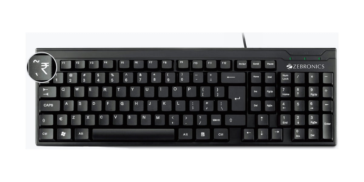 Zebronics K35 Keyboard – top view – USB – TechCure India