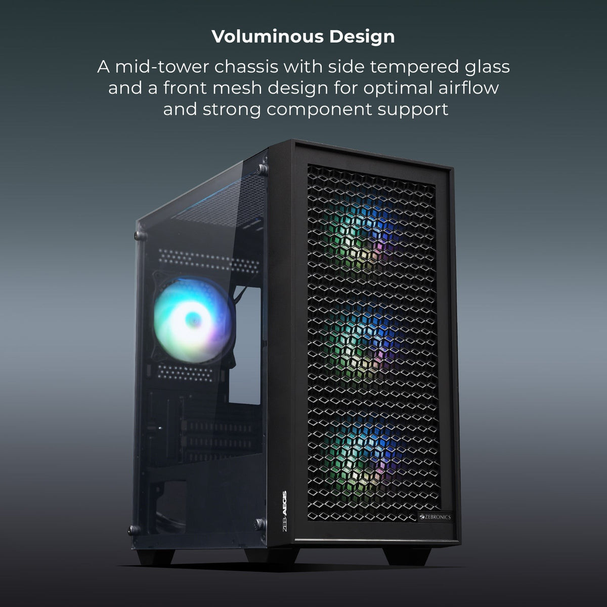 ZEBRONICS Zeb Aegis mATX Cabinet (Black) - image 4