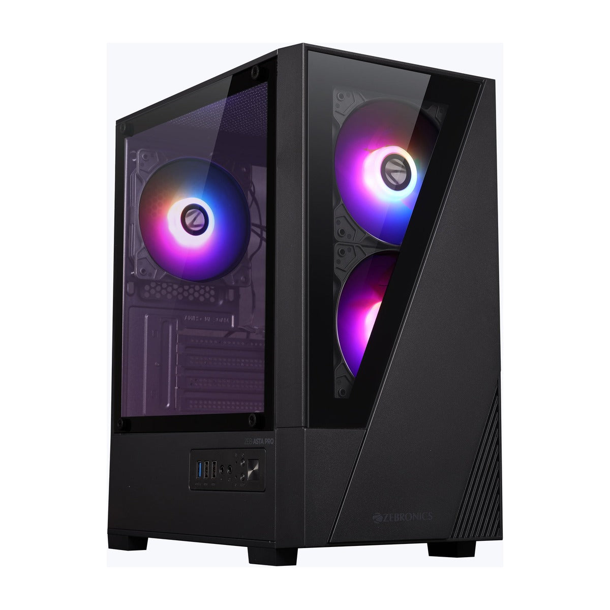 Zebronics Zeb Asta Pro mATX Mini Tower Tempered Glass Gaming Cabinet With RGB LED Fans (Black) – TechCure India