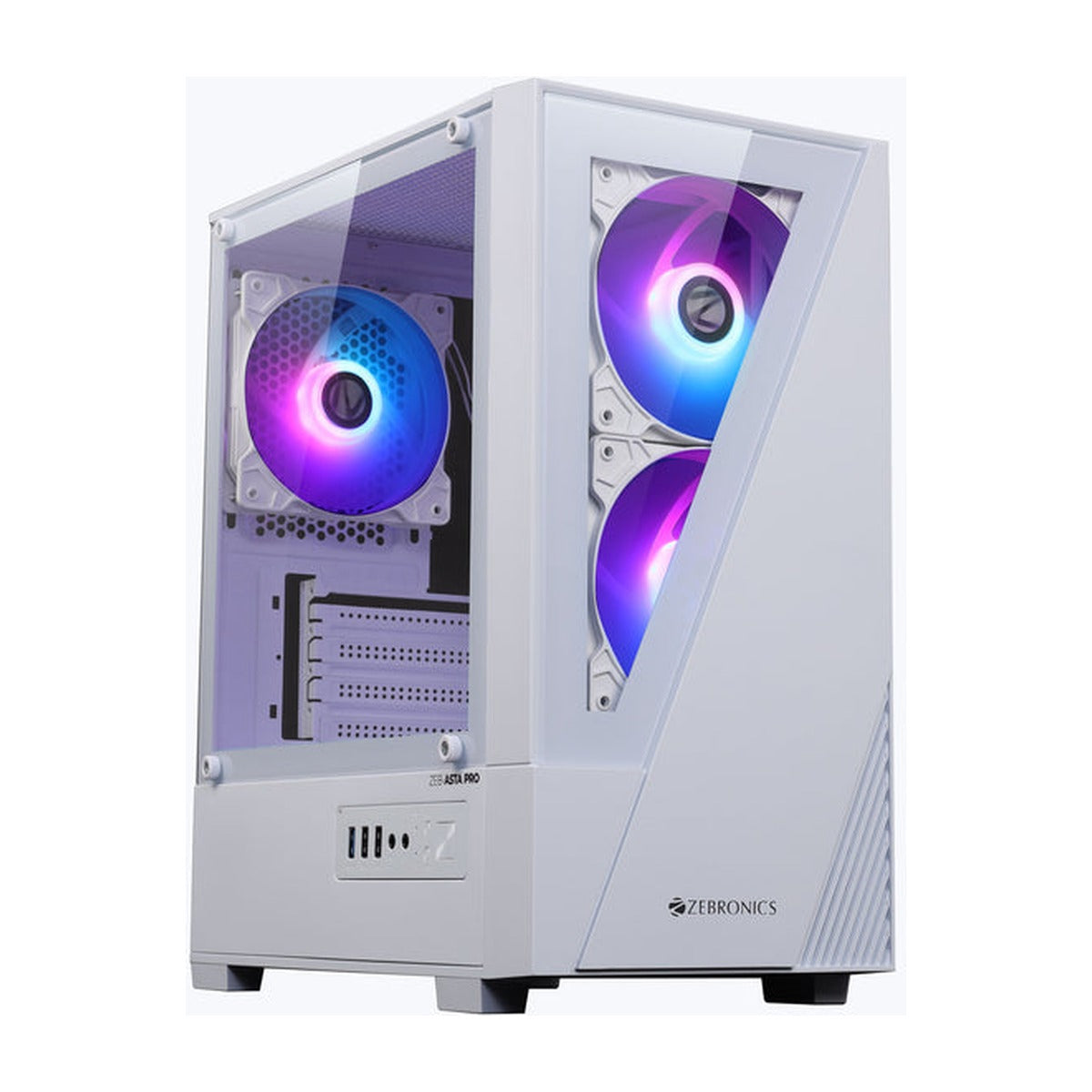 Zebronics Zeb Asta Pro mATX Mini Tower Tempered Glass Gaming Cabinet With RGB LED Fans (White) – TechCure India