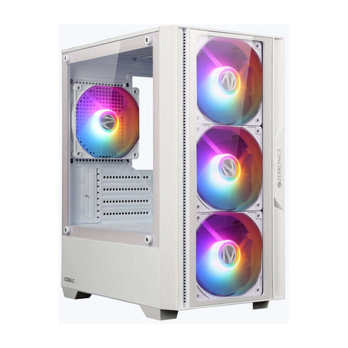 Zebronics Zeb Cora G White – front-side view – Mid tower – TechCure India