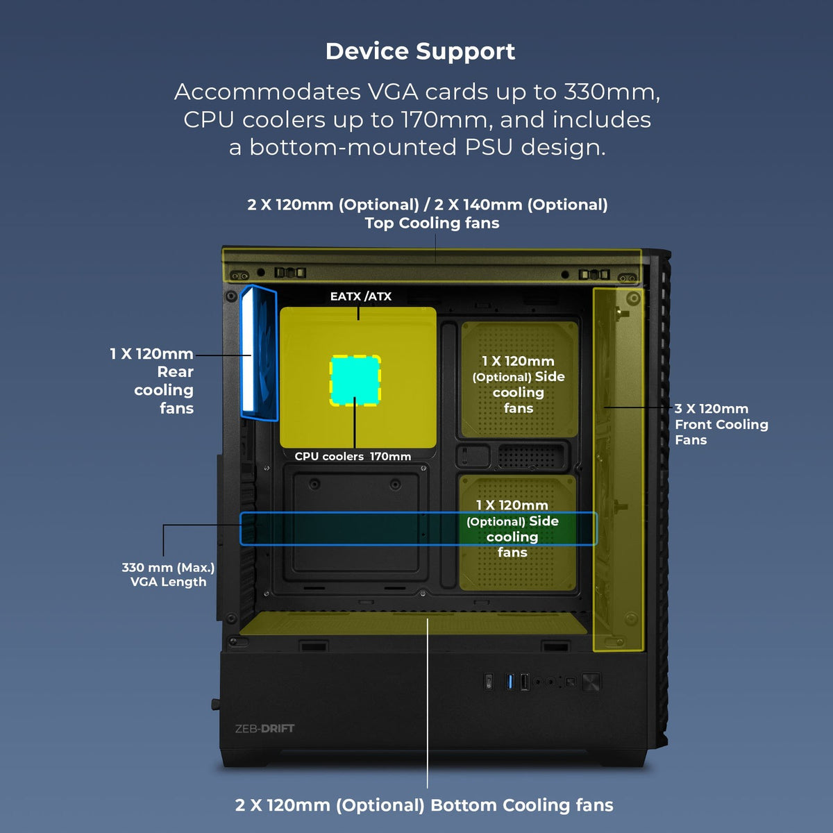 Zebronics Zeb Drift Premium Gaming Cabinet (Black) - image 9