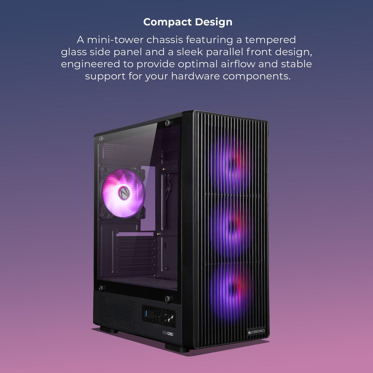 ZEBRONICS Zeb Grid mATX Cabinet (Black) - image 2