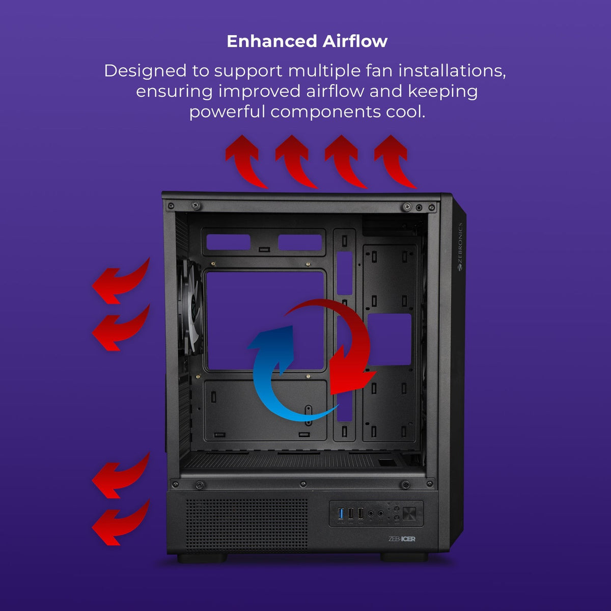 ZEBRONICS Zeb Icer mATX Cabinet (Black) - image 8