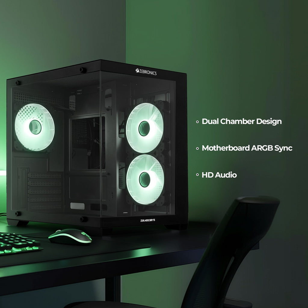 Zebronics Zeb Mercury 15 mATX Gaming Cabinet (Black) - image 2