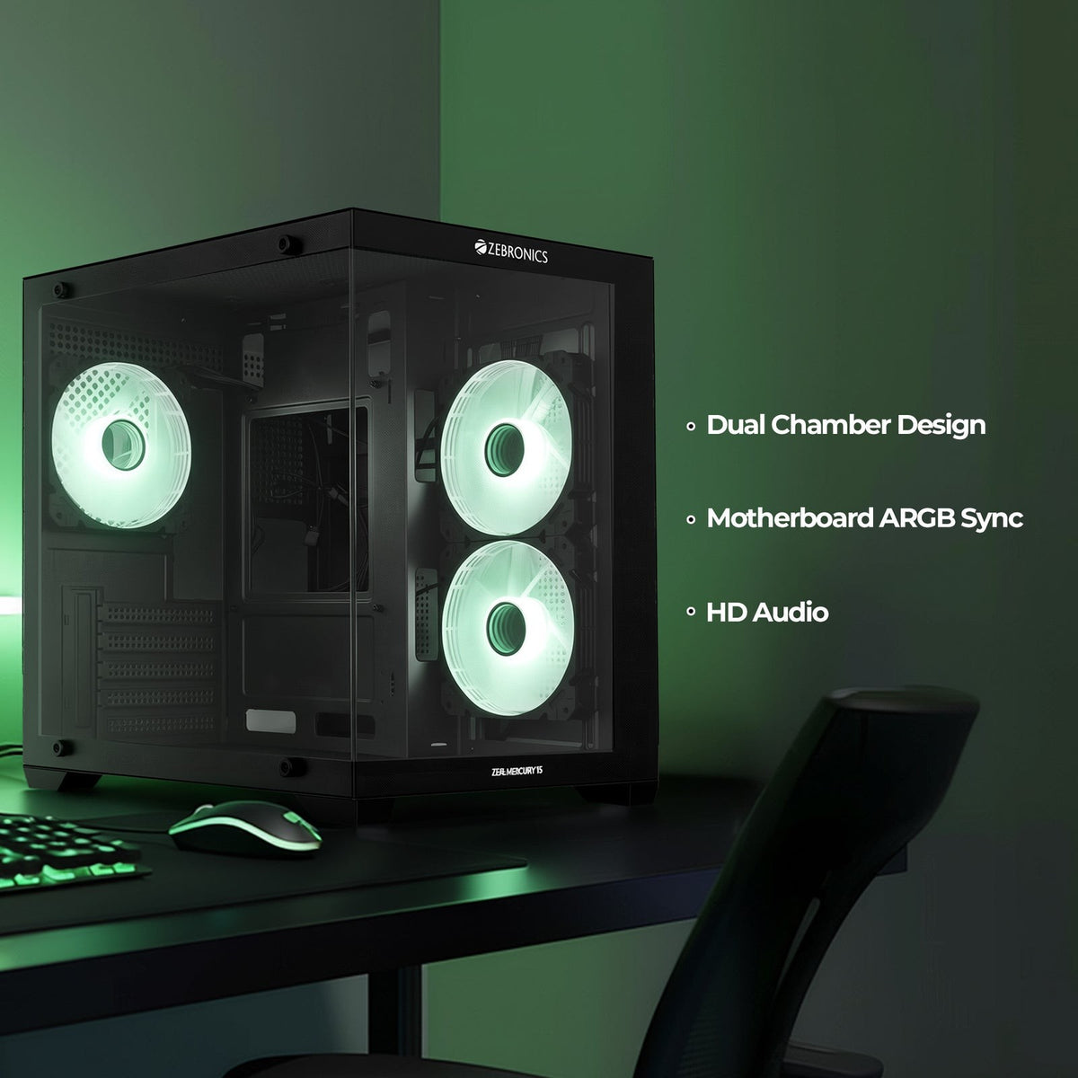 Zebronics Zeb Mercury 15 mATX Gaming Cabinet (Black) - image 2
