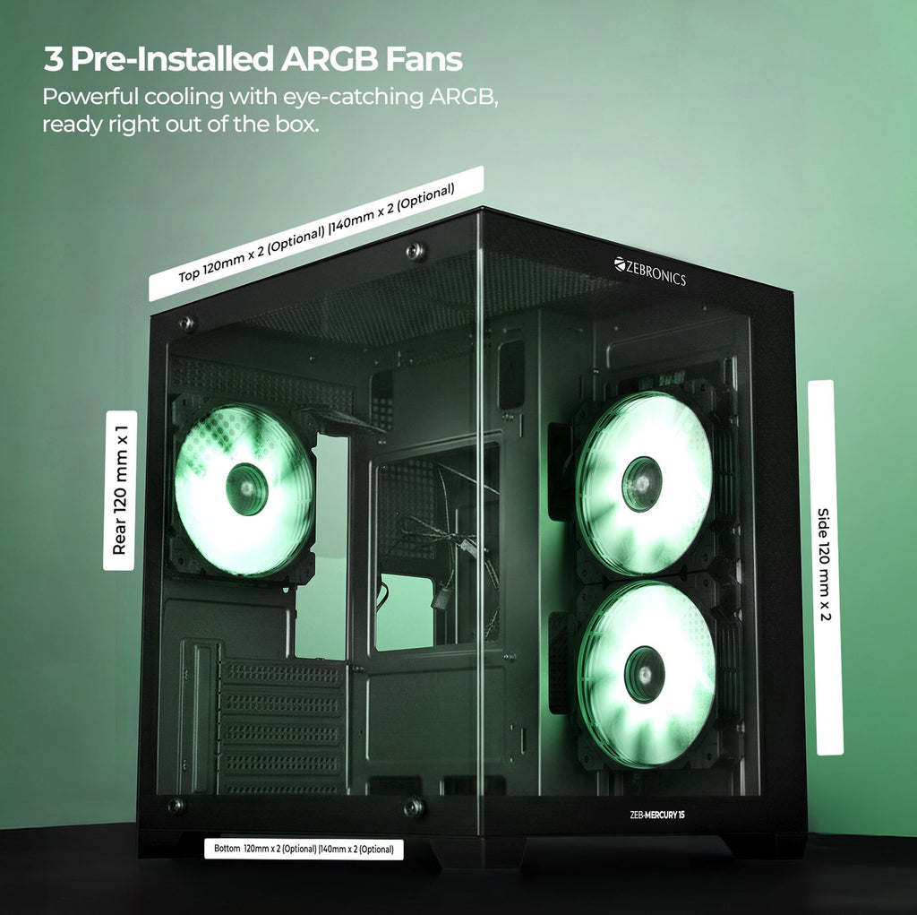 Zebronics Zeb Mercury 15 mATX Gaming Cabinet (Black) - image 3