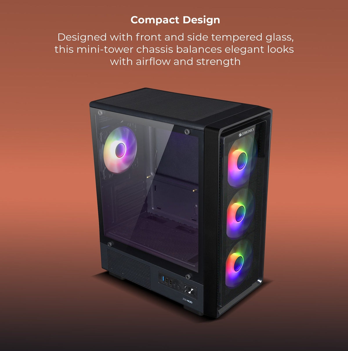 ZEBRONICS Zeb Nexo Mini Tower Cabinet (Black) - image 2